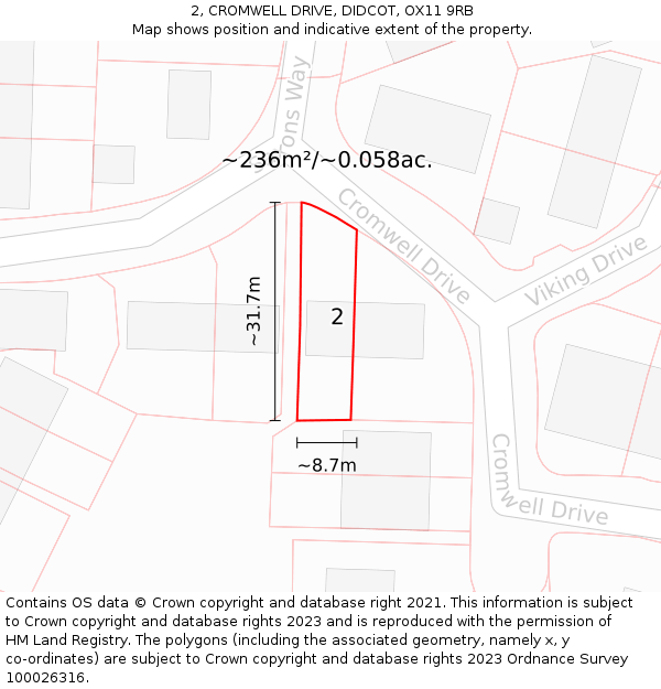 2, CROMWELL DRIVE, DIDCOT, OX11 9RB: Plot and title map