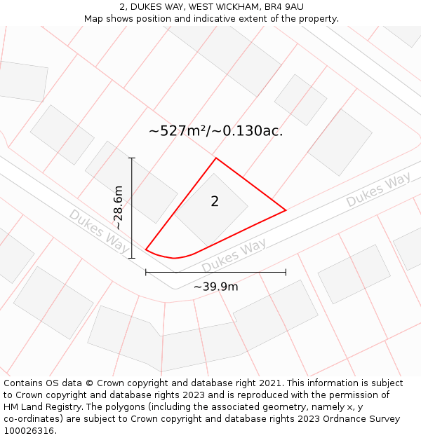 2, DUKES WAY, WEST WICKHAM, BR4 9AU: Plot and title map