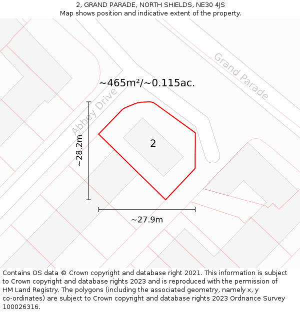 2, GRAND PARADE, NORTH SHIELDS, NE30 4JS: Plot and title map