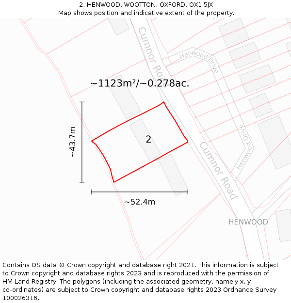 2, HENWOOD, WOOTTON, OXFORD, OX1 5JX: Plot and title map