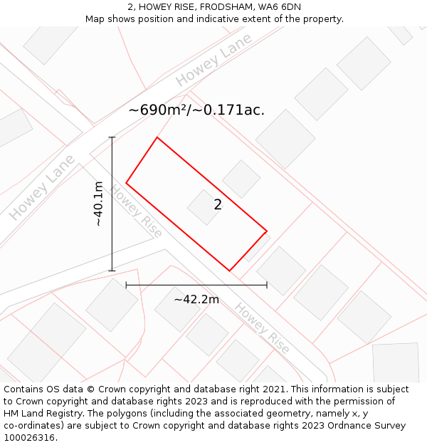 2, HOWEY RISE, FRODSHAM, WA6 6DN: Plot and title map