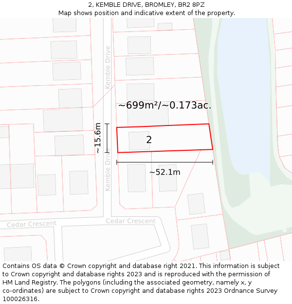 2, KEMBLE DRIVE, BROMLEY, BR2 8PZ: Plot and title map