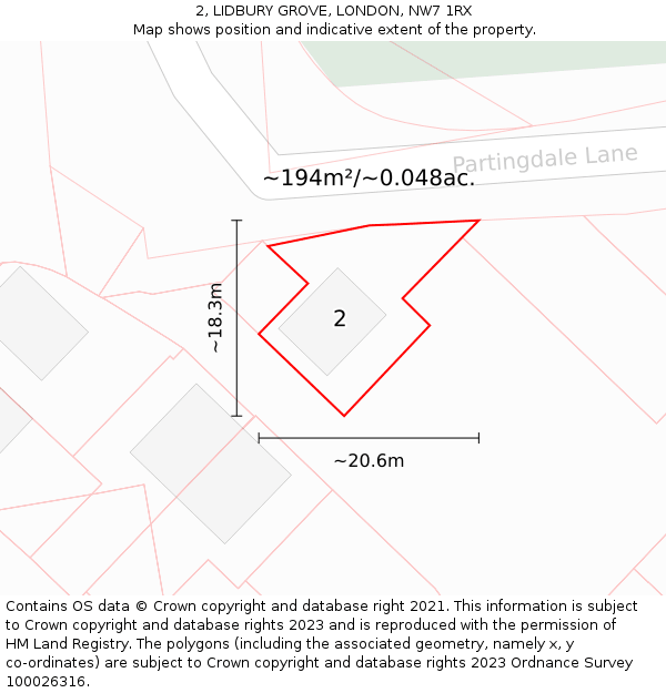 2, LIDBURY GROVE, LONDON, NW7 1RX: Plot and title map