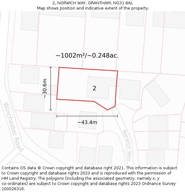 2, NORWICH WAY, GRANTHAM, NG31 8AL: Plot and title map