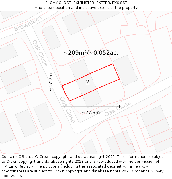 2, OAK CLOSE, EXMINSTER, EXETER, EX6 8ST: Plot and title map