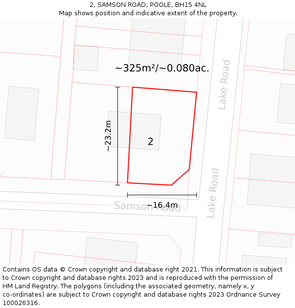 2, SAMSON ROAD, POOLE, BH15 4NL: Plot and title map