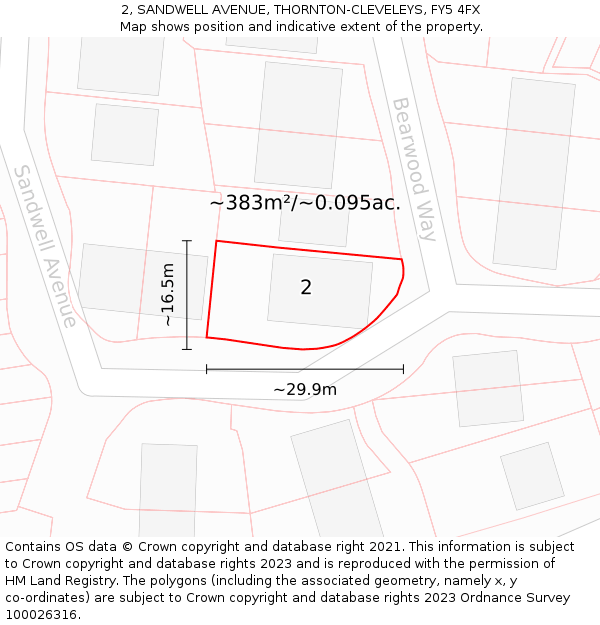 2, SANDWELL AVENUE, THORNTON-CLEVELEYS, FY5 4FX: Plot and title map