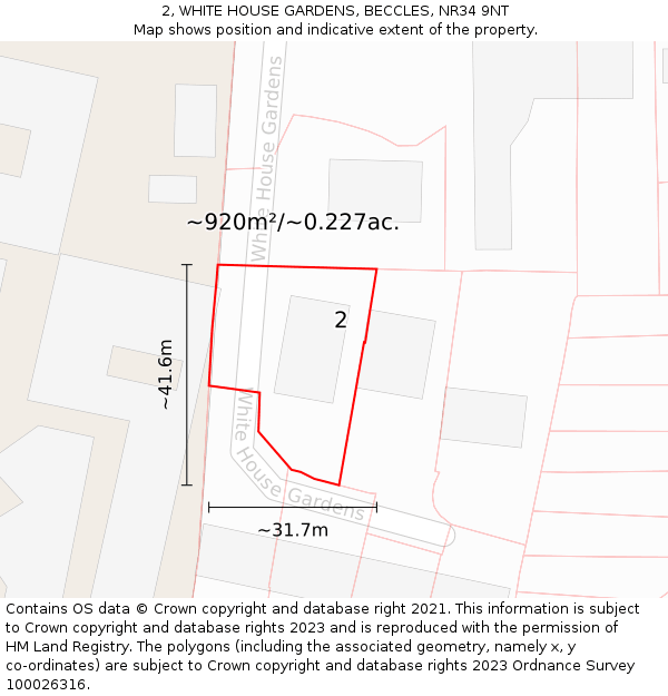 2, WHITE HOUSE GARDENS, BECCLES, NR34 9NT: Plot and title map