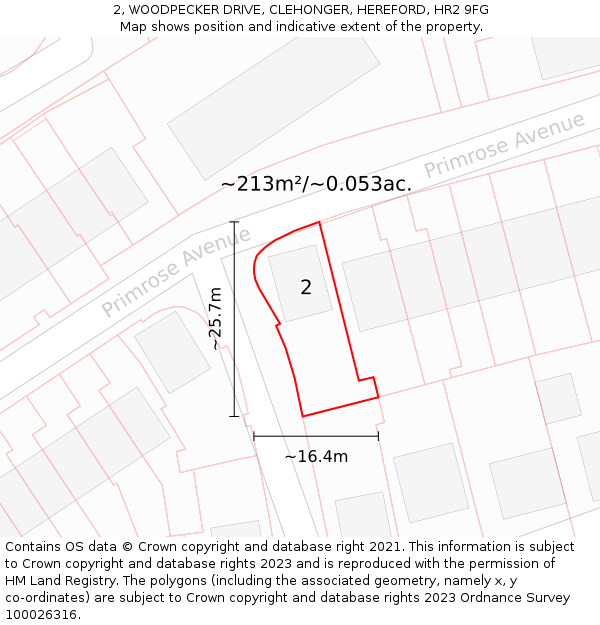 2, WOODPECKER DRIVE, CLEHONGER, HEREFORD, HR2 9FG: Plot and title map