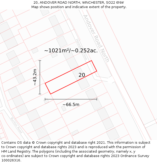 20, ANDOVER ROAD NORTH, WINCHESTER, SO22 6NW: Plot and title map