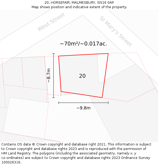 20, HORSEFAIR, MALMESBURY, SN16 0AP: Plot and title map