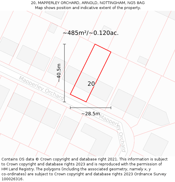 20, MAPPERLEY ORCHARD, ARNOLD, NOTTINGHAM, NG5 8AG: Plot and title map