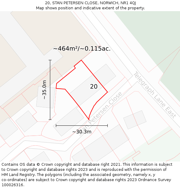 20, STAN PETERSEN CLOSE, NORWICH, NR1 4QJ: Plot and title map