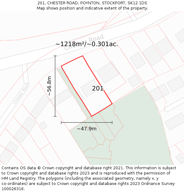 201, CHESTER ROAD, POYNTON, STOCKPORT, SK12 1DS: Plot and title map