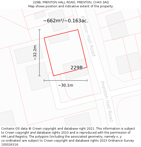 229B, PRENTON HALL ROAD, PRENTON, CH43 3AQ: Plot and title map