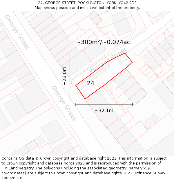 24, GEORGE STREET, POCKLINGTON, YORK, YO42 2DF: Plot and title map