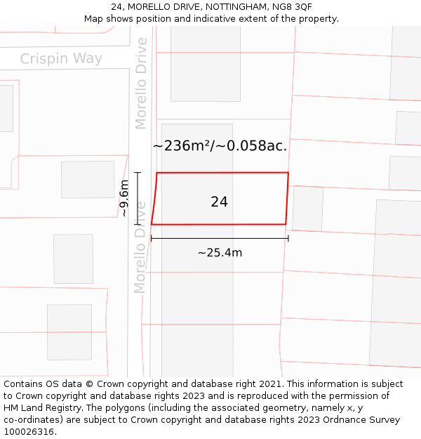 24, MORELLO DRIVE, NOTTINGHAM, NG8 3QF: Plot and title map