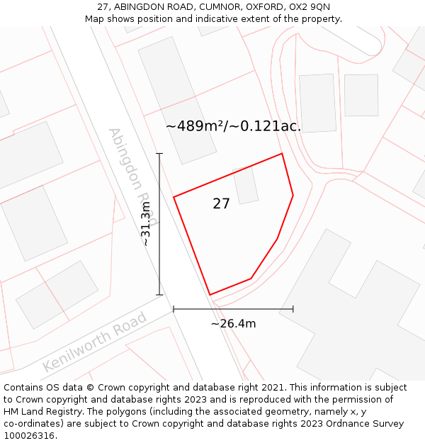 27, ABINGDON ROAD, CUMNOR, OXFORD, OX2 9QN: Plot and title map