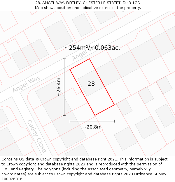 28, ANGEL WAY, BIRTLEY, CHESTER LE STREET, DH3 1GD: Plot and title map