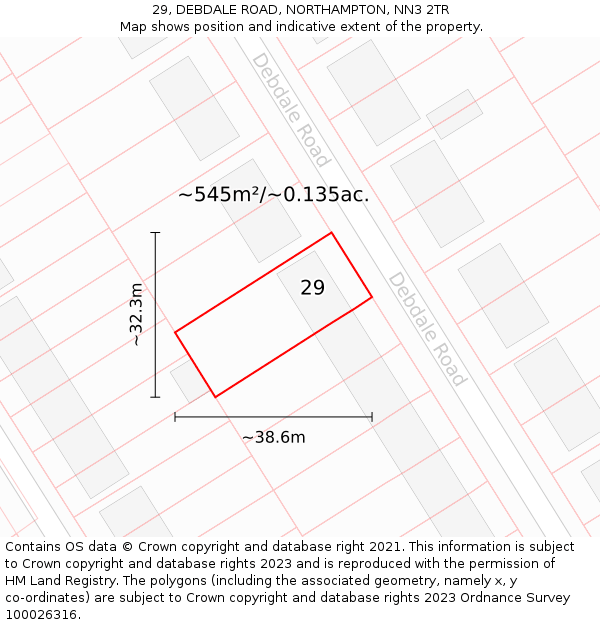 29, DEBDALE ROAD, NORTHAMPTON, NN3 2TR: Plot and title map