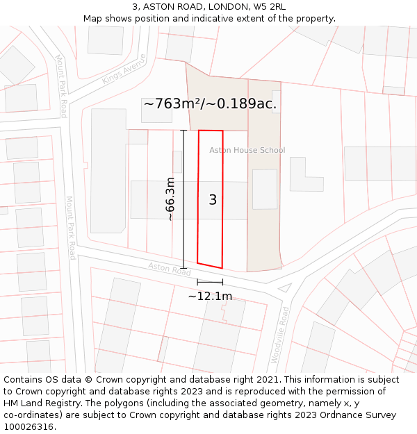 3, ASTON ROAD, LONDON, W5 2RL: Plot and title map