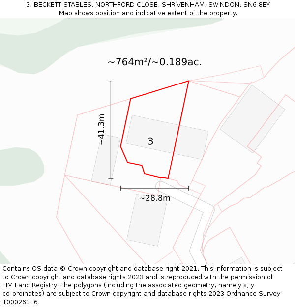 3, BECKETT STABLES, NORTHFORD CLOSE, SHRIVENHAM, SWINDON, SN6 8EY: Plot and title map