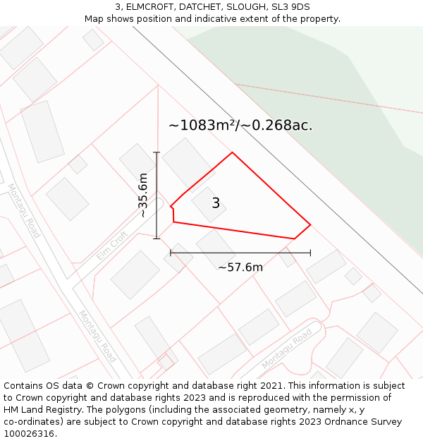 3, ELMCROFT, DATCHET, SLOUGH, SL3 9DS: Plot and title map