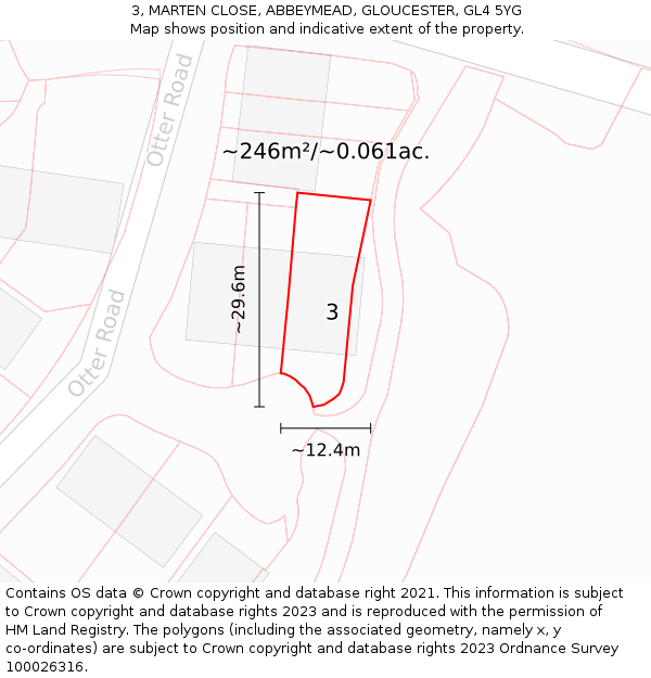 3, MARTEN CLOSE, ABBEYMEAD, GLOUCESTER, GL4 5YG: Plot and title map