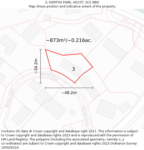 3, NORTON PARK, ASCOT, SL5 9BW: Plot and title map