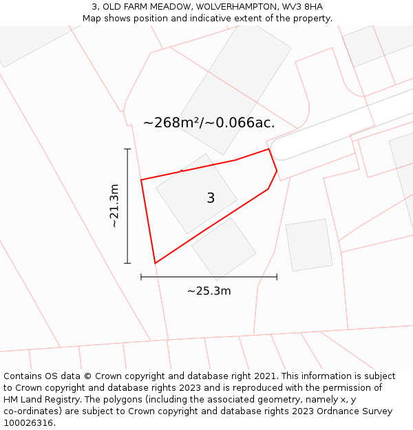 3, OLD FARM MEADOW, WOLVERHAMPTON, WV3 8HA: Plot and title map