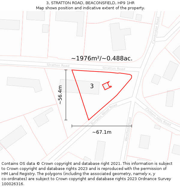 3, STRATTON ROAD, BEACONSFIELD, HP9 1HR: Plot and title map