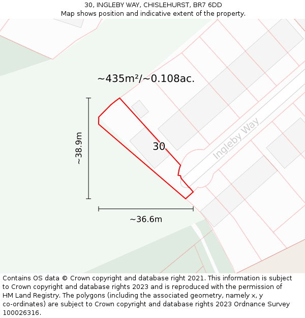 30, INGLEBY WAY, CHISLEHURST, BR7 6DD: Plot and title map