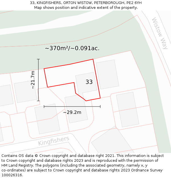 33, KINGFISHERS, ORTON WISTOW, PETERBOROUGH, PE2 6YH: Plot and title map