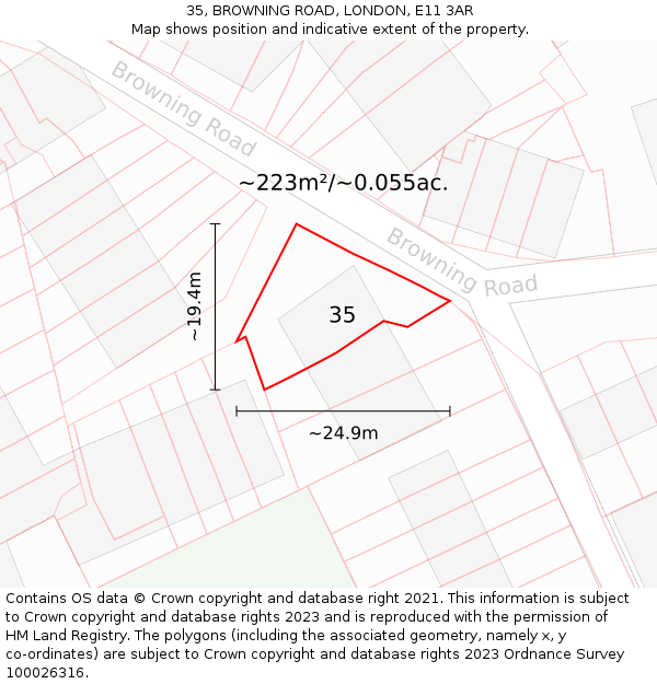 35, BROWNING ROAD, LONDON, E11 3AR: Plot and title map