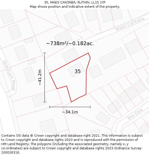 35, MAES CANTABA, RUTHIN, LL15 1YP: Plot and title map