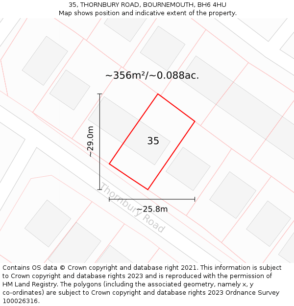 35, THORNBURY ROAD, BOURNEMOUTH, BH6 4HU: Plot and title map