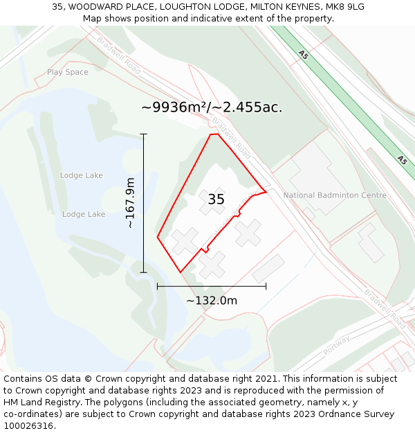 35, WOODWARD PLACE, LOUGHTON LODGE, MILTON KEYNES, MK8 9LG: Plot and title map