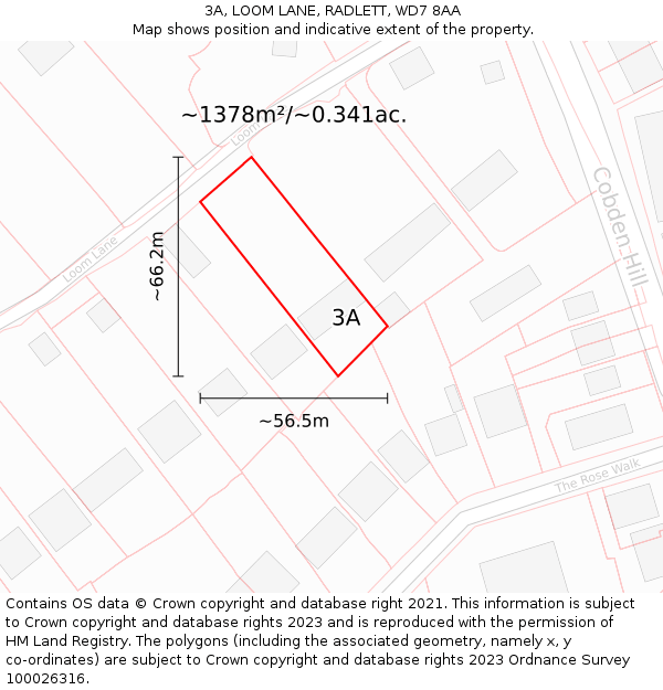 3A, LOOM LANE, RADLETT, WD7 8AA: Plot and title map