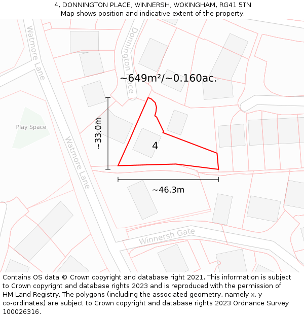 4, DONNINGTON PLACE, WINNERSH, WOKINGHAM, RG41 5TN: Plot and title map