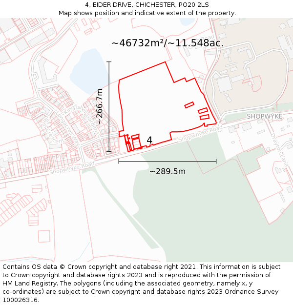 4, EIDER DRIVE, CHICHESTER, PO20 2LS: Plot and title map