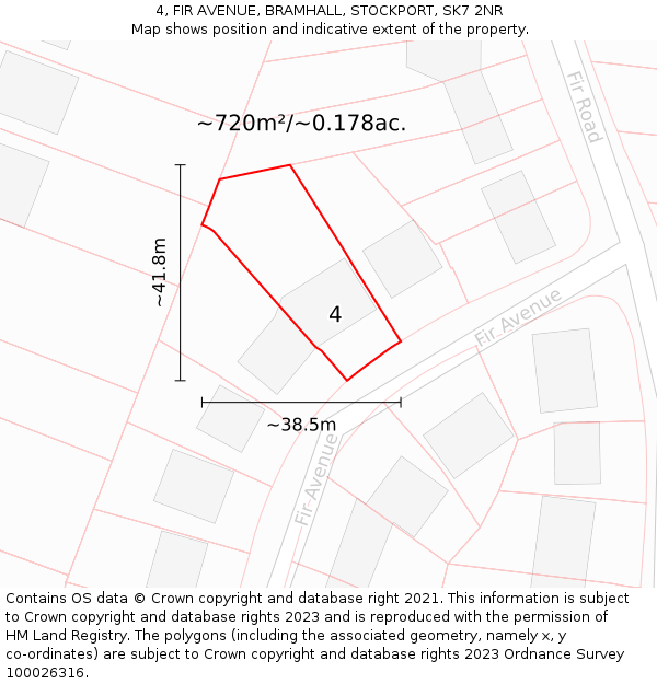 4, FIR AVENUE, BRAMHALL, STOCKPORT, SK7 2NR: Plot and title map