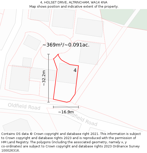 4, HOLSET DRIVE, ALTRINCHAM, WA14 4NA: Plot and title map