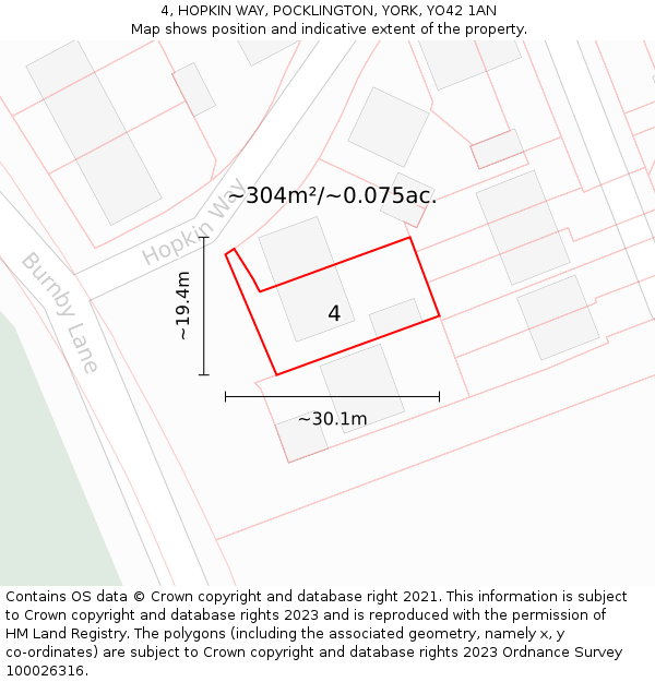 4, HOPKIN WAY, POCKLINGTON, YORK, YO42 1AN: Plot and title map