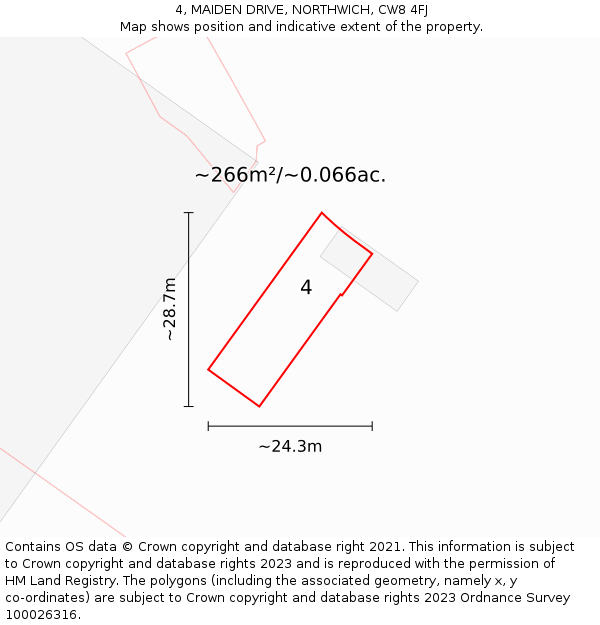 4, MAIDEN DRIVE, NORTHWICH, CW8 4FJ: Plot and title map