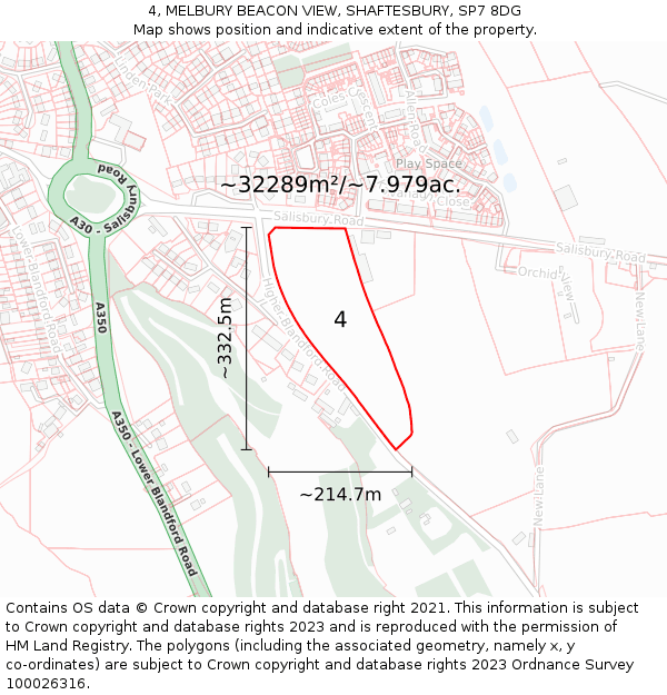 4, MELBURY BEACON VIEW, SHAFTESBURY, SP7 8DG: Plot and title map