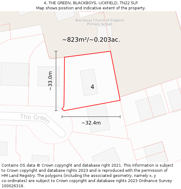 4, THE GREEN, BLACKBOYS, UCKFIELD, TN22 5LP: Plot and title map