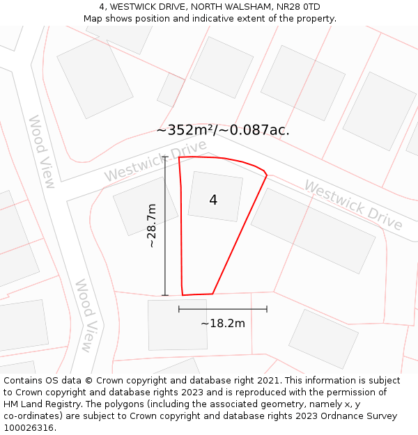 4, WESTWICK DRIVE, NORTH WALSHAM, NR28 0TD: Plot and title map