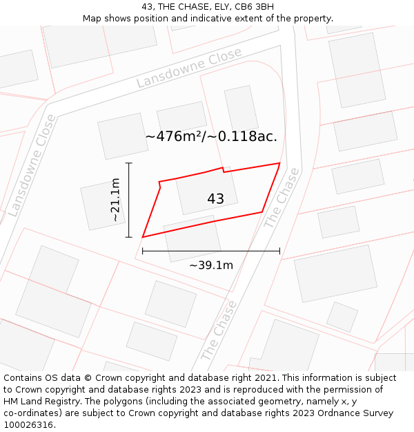 43, THE CHASE, ELY, CB6 3BH: Plot and title map