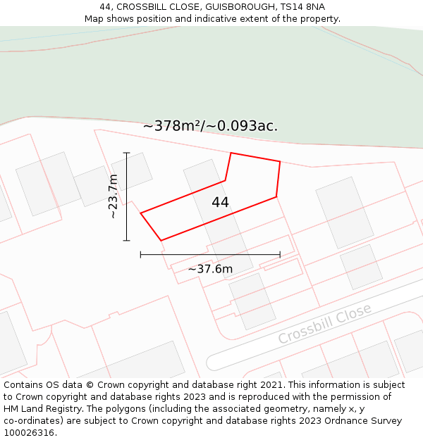 44, CROSSBILL CLOSE, GUISBOROUGH, TS14 8NA: Plot and title map