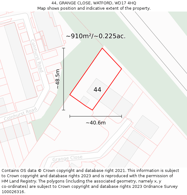 44, GRANGE CLOSE, WATFORD, WD17 4HQ: Plot and title map